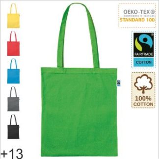 Baumwolltasche Fairtrade lange Henkel mit Logodruck