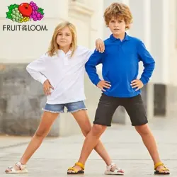 Langarm Kinder Poloshirts zum Besticken - Fruit of the Loom